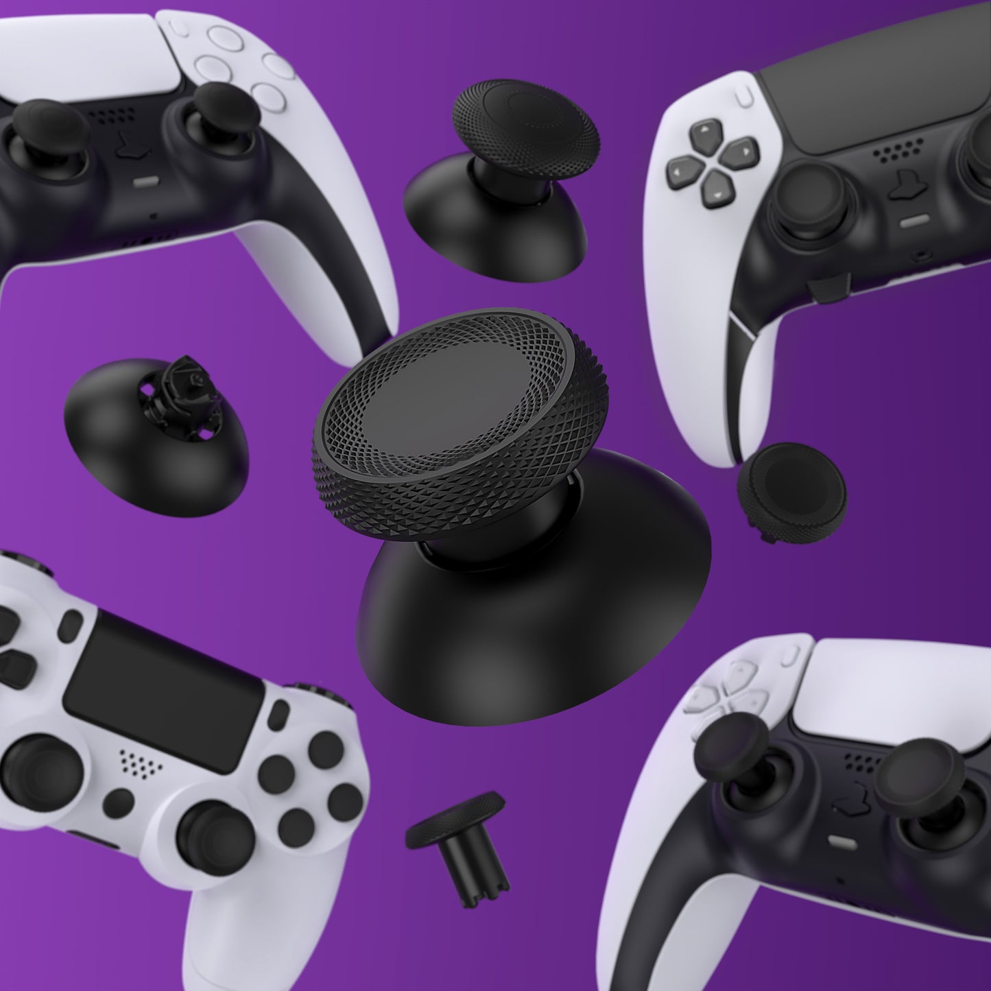 eXtremeRate PS5 Edge&PS5&PS4コントローラー対応用ThumbsGear V3交換可能なエルゴノミックサムスティック【ブラック】