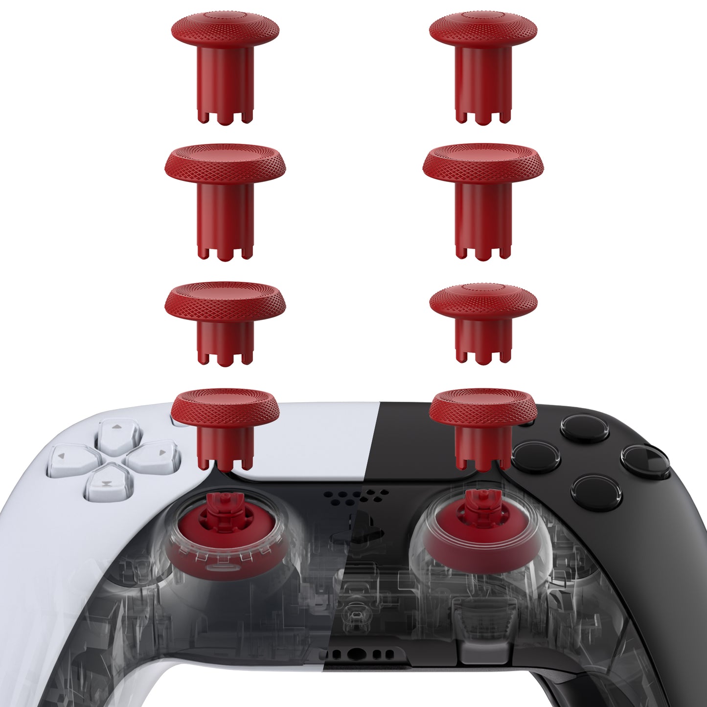 eXtremeRate ThumbsGear V3 Swappable Ergonomic Thumbsticks for PS5 & PS4 Controllers [Carmine Red]