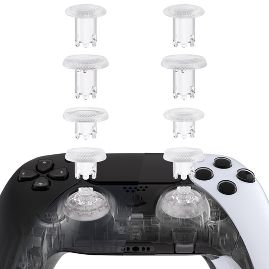 eXtremeRate ThumbsGear V3 Interchangeable Ergonomic Thumbsticks for PS5 & PS4 Controllers [Clear]