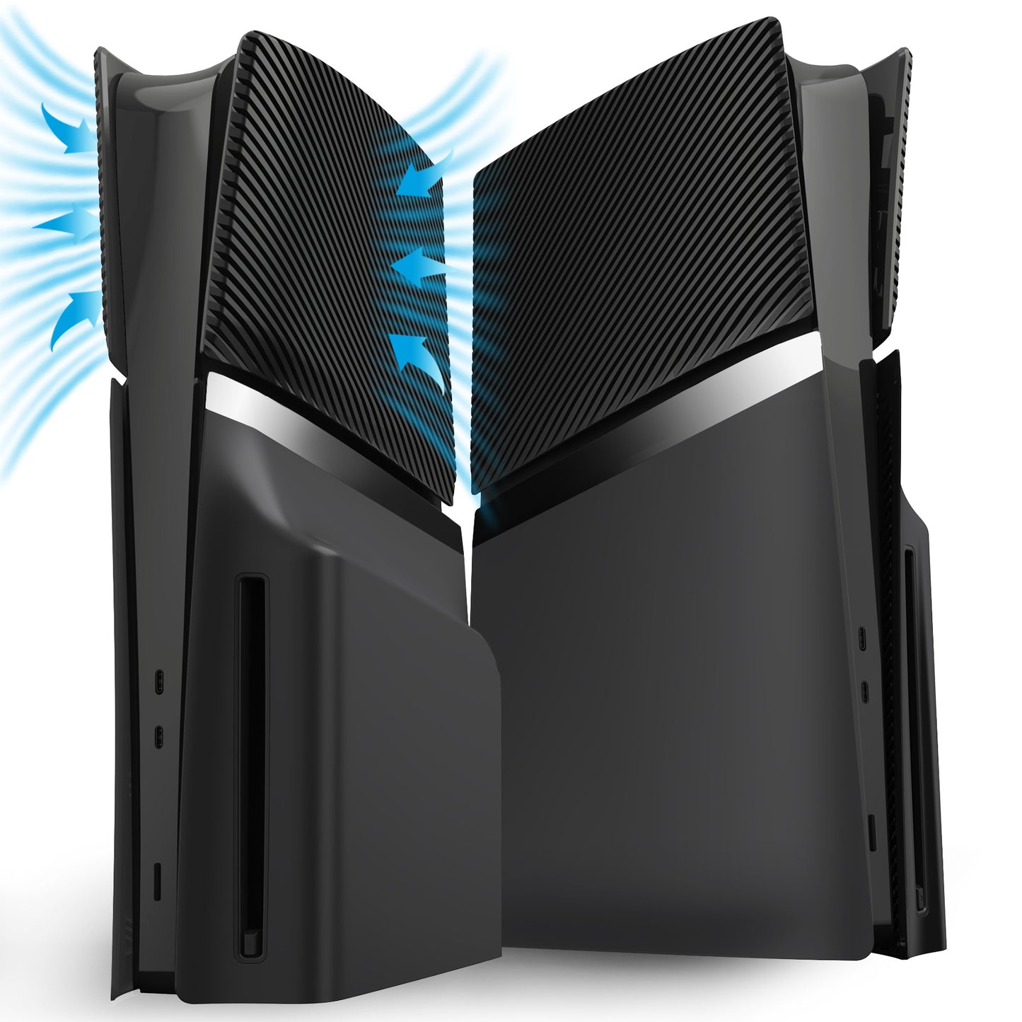 eXtremeRate eXcover PS5 Slim ディスク版対応 交換用外装カバーセット（上下カバー+通気孔付きサイドパネル＆バックプレート）【ブラック】