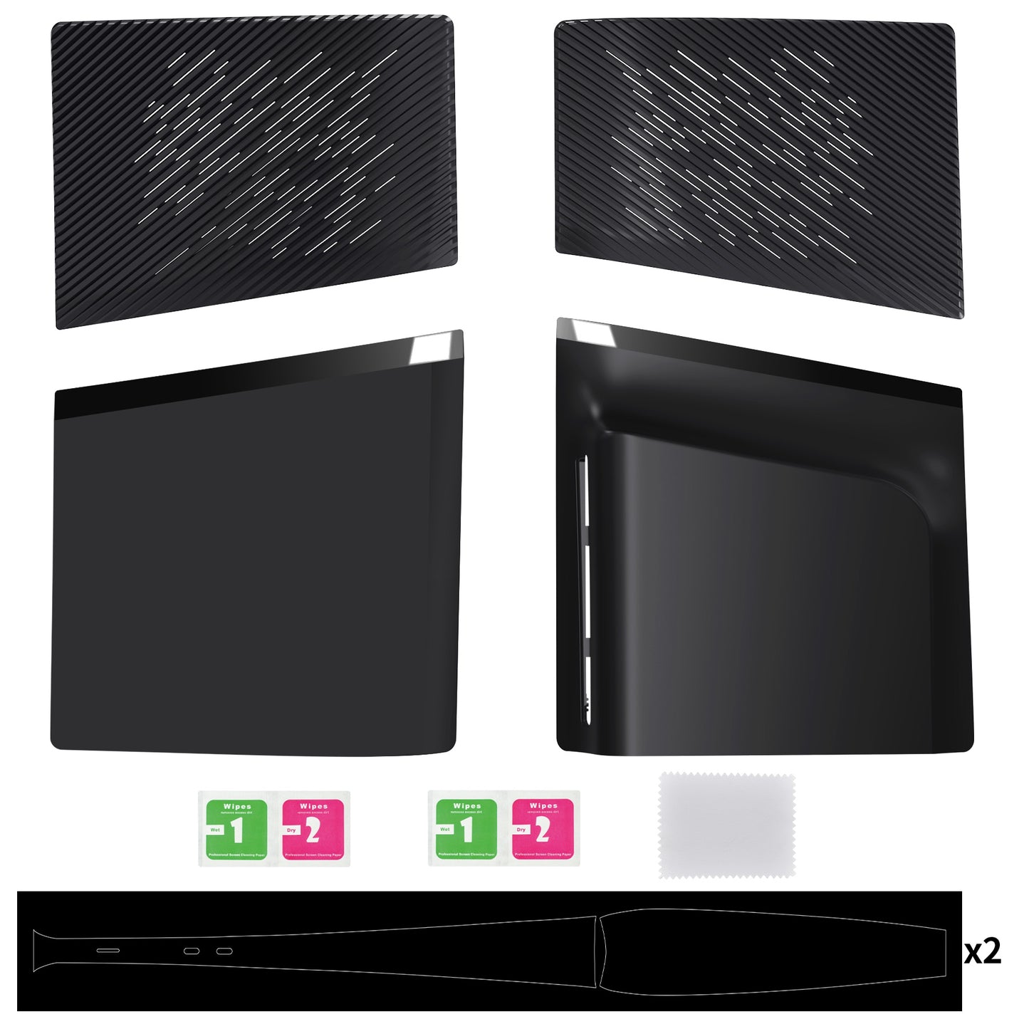 eXtremeRate eXcover PS5 Slim ディスク版対応 交換用外装カバーセット（上下カバー+通気孔付きサイドパネル＆バックプレート）【ブラック】