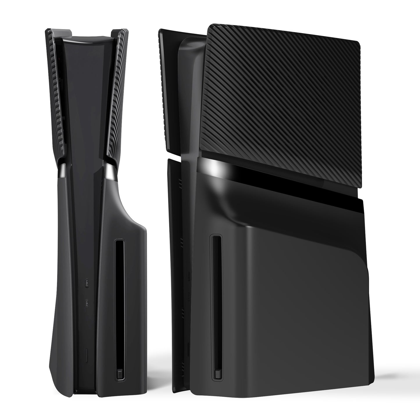 eXtremeRate eXcover PS5 Slim ディスク版対応 交換用外装カバーセット（上下カバー+通気孔付きサイドパネル＆バックプレート）【ブラック】