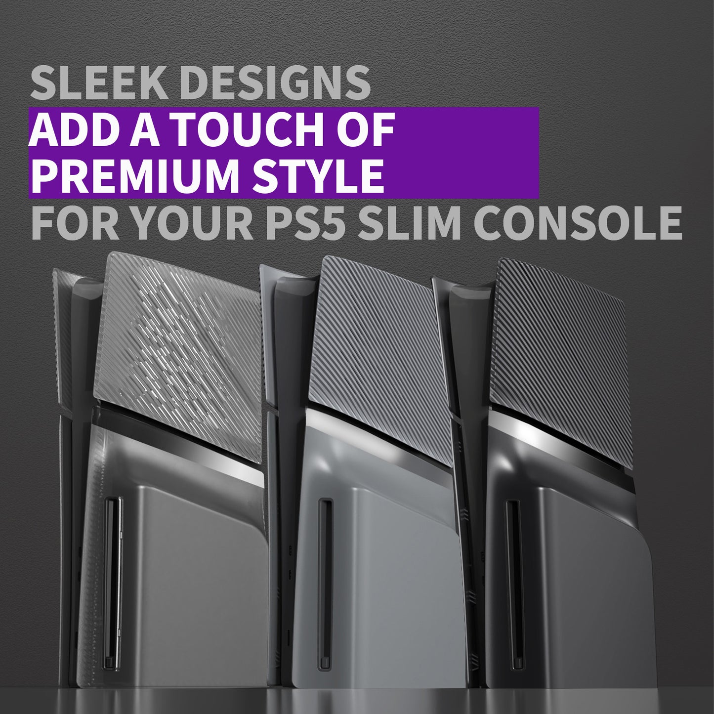 eXtremeRate eXcover PS5 Slim ディスク版対応 交換用外装カバーセット（上下カバー+通気孔付きサイドパネル＆バックプレート）【ブラック】