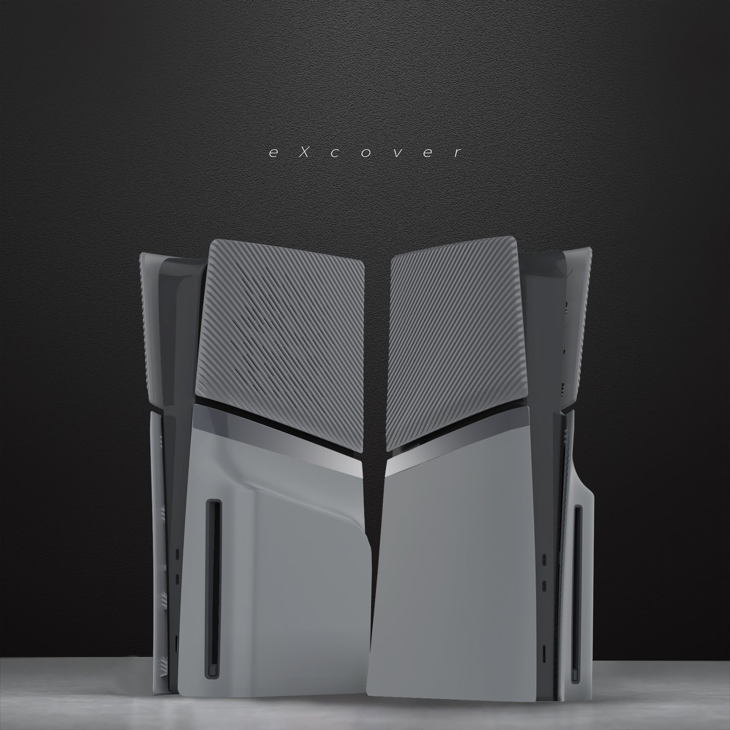 eXtremeRate eXcover PS5 Slim ディスク版対応 交換用外装カバーセット（上下カバー+通気孔付きサイドパネル＆バックプレート）【ニューホープグレイ】