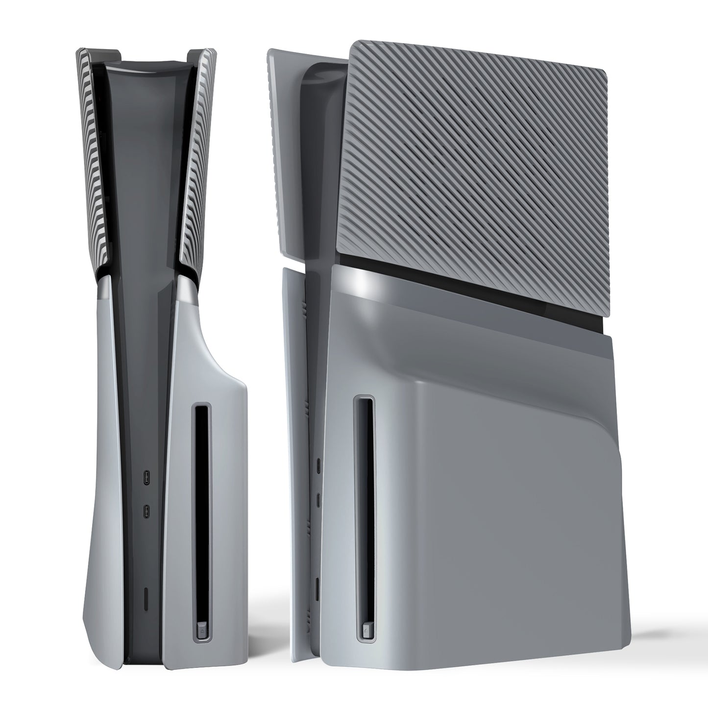 eXtremeRate eXcover PS5 Slim ディスク版対応 交換用外装カバーセット（上下カバー+通気孔付きサイドパネル＆バックプレート）【ニューホープグレイ】