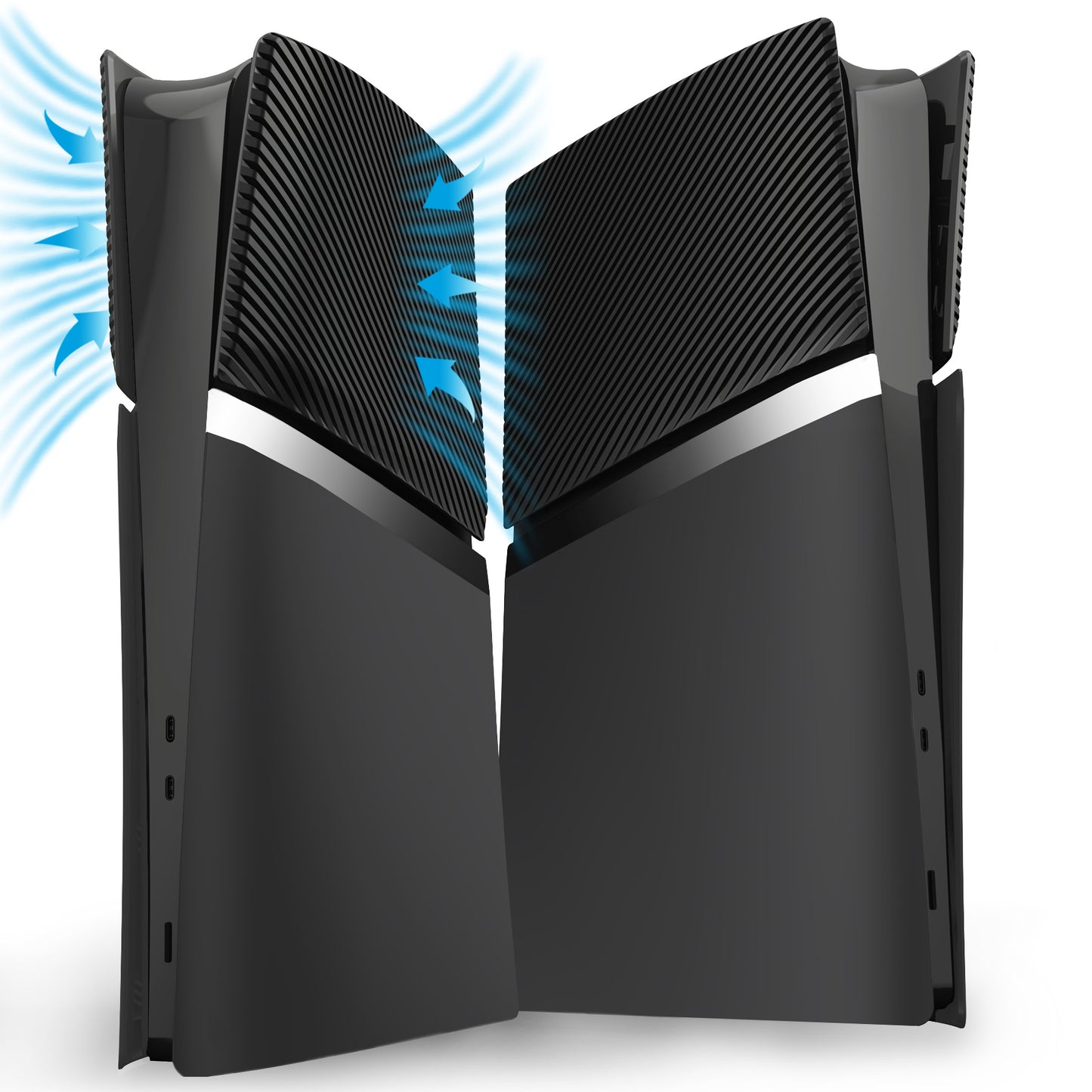 eXtremeRate eXcover PS5 Slim デジタル版対応 交換用外装カバーセット（上下カバー+通気孔付きサイドパネル＆バックプレート）【ブラック】