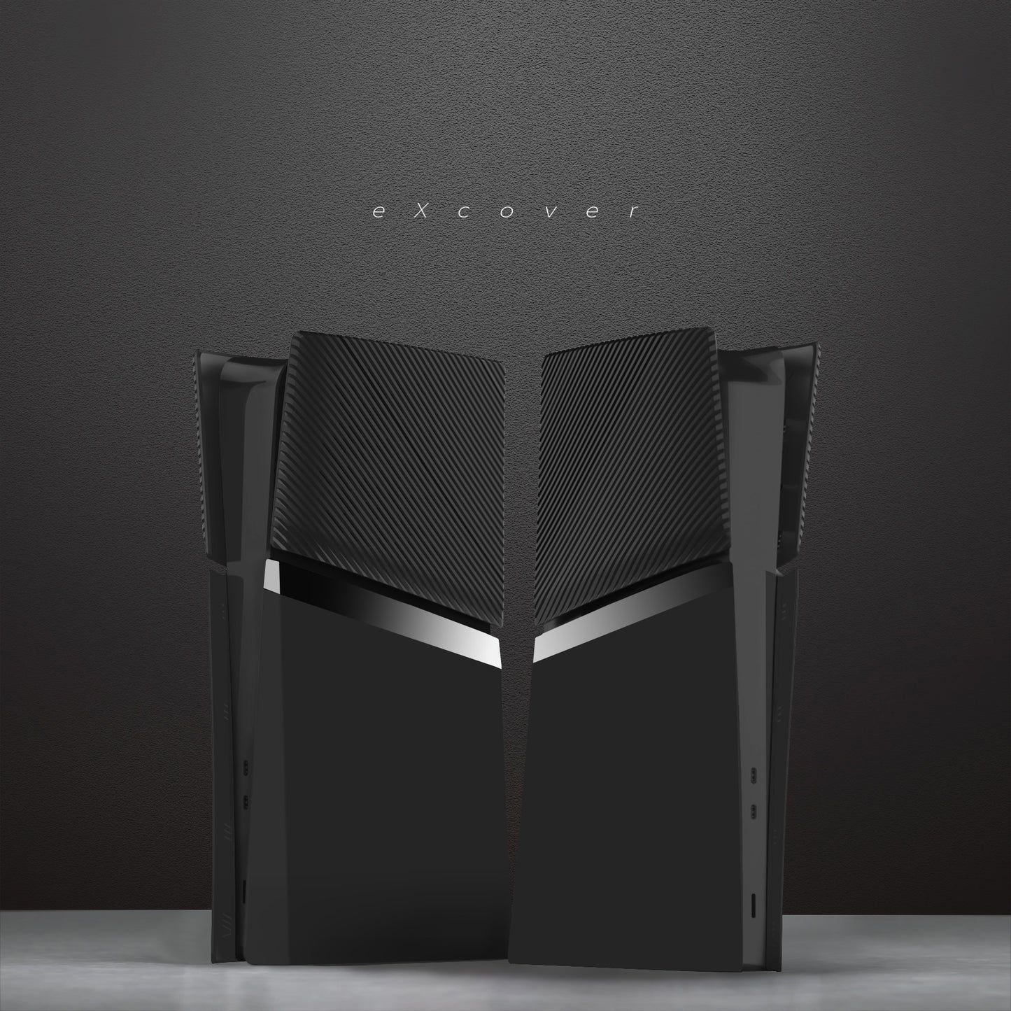 eXtremeRate eXcover PS5 Slim デジタル版対応 交換用外装カバーセット（上下カバー+通気孔付きサイドパネル＆バックプレート）【ブラック】