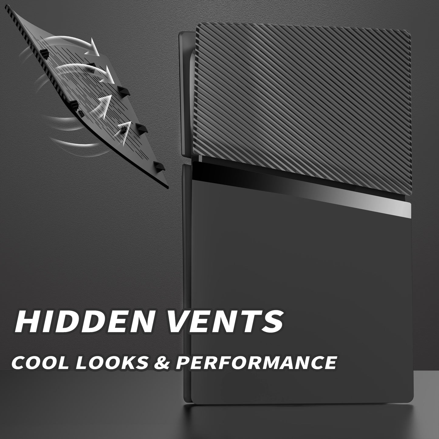 eXtremeRate eXcover PS5 Slim デジタル版対応 交換用外装カバーセット（上下カバー+通気孔付きサイドパネル＆バックプレート）【ブラック】