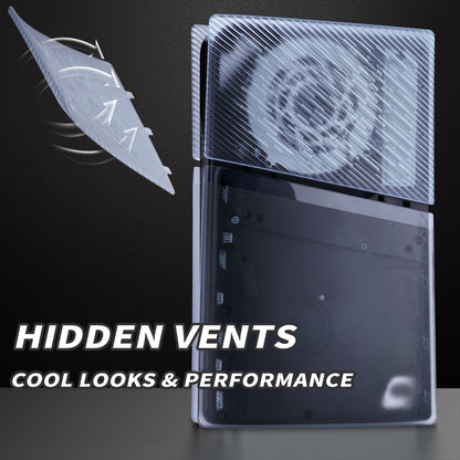 eXtremeRate eXcover PS5 Slim デジタル版対応 交換用外装カバーセット（上下カバー+通気孔付きサイドパネル＆バックプレート）【クリアアイスブルー】