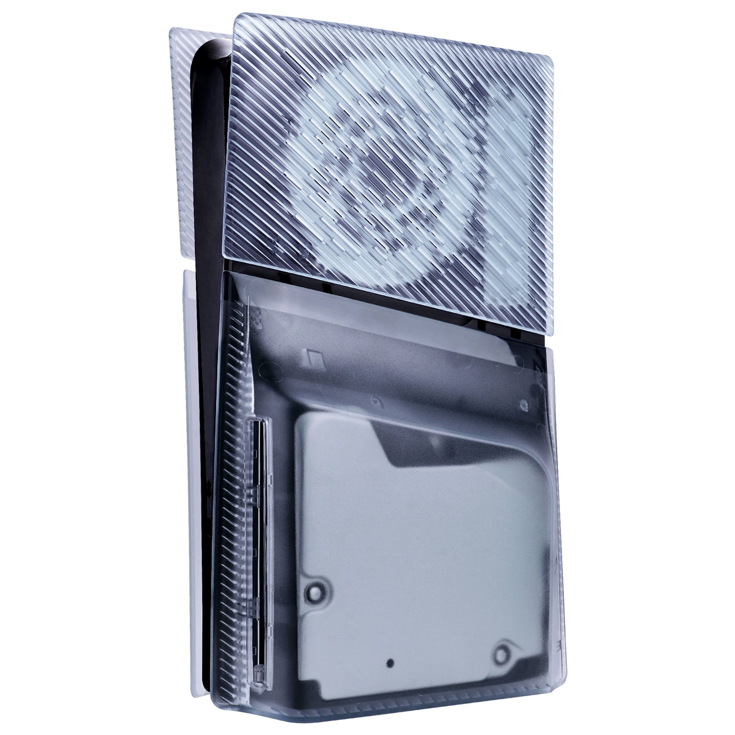 eXtremeRate eXcover PS5 Slim ディスク版対応 交換用外装カバーセット（上下カバー+通気孔付きサイドパネル＆バックプレート）【クリアアイスブルー】