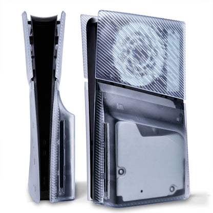 eXtremeRate eXcover PS5 Slim ディスク版対応 交換用外装カバーセット（上下カバー+通気孔付きサイドパネル＆バックプレート）【クリアアイスブルー】