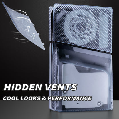 eXtremeRate eXcover PS5 Slim ディスク版対応 交換用外装カバーセット（上下カバー+通気孔付きサイドパネル＆バックプレート）【クリアアイスブルー】