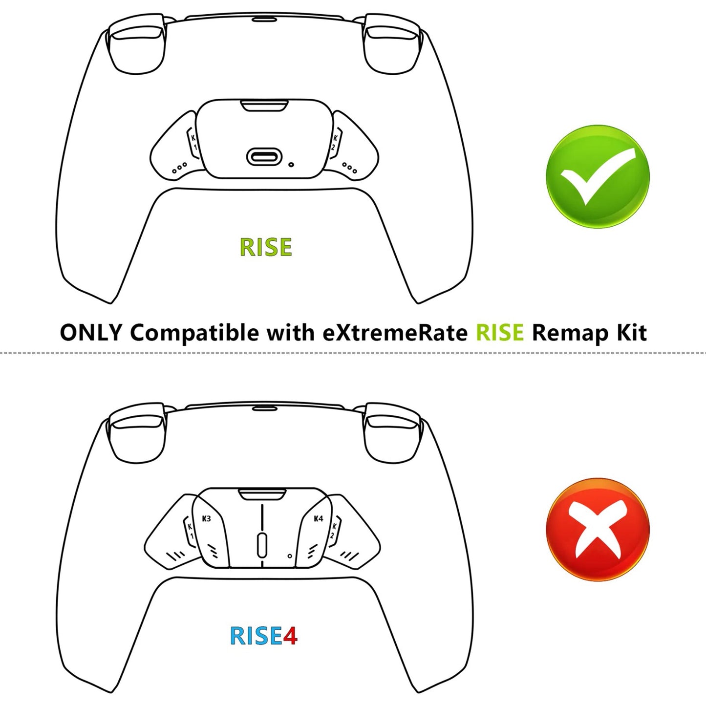 eXtremeRate Replacement Redesigned K1 K2 Back Buttons for eXtremerate RISE Remap Kit, Compatible with PS5 Controller - Chrome Pink eXtremeRate